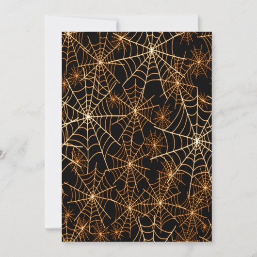 Invitation Crâne et os croisés Orange Cobweb Halloween Party (Dos)
