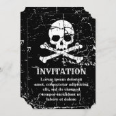 Invitation Crâne et Os Croisés Usés et Fissurés (Devant / Derrière)