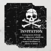 Invitation Crâne et Os Croix Cassés Usés (Devant / Derrière)