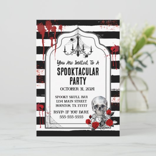 Invitation crâne et Rose (Debout devant)