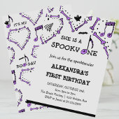 Invitation Crâne fille Éffrayant un Halloween 1er anniversair