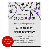 Invitation Crâne fille Éffrayant un Halloween 1er anniversair