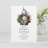 Invitation Crâne floral de Bourgogne Halloween Mariage gothiq (Debout devant)