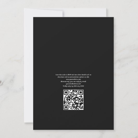 Invitation Crâne floral QR Code RSVP Mariage gothique (Dos)