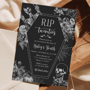 Invitation Crâne floral RIP Années 30e fête d'anniversaire