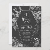 Invitation Crâne floral RIP trentenaire 40e fête d'anniversai (Devant)