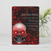 Invitation Crâne floral rouge noir moody gothique halloween (Debout devant)