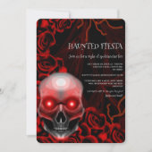 Invitation Crâne floral rouge noir moody gothique halloween (Devant)