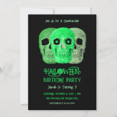 Invitation Crâne Funny Gothique Vert Noir Halloween Anniversa (Devant)