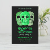 Invitation Crâne Funny Gothique Vert Noir Halloween Anniversa (Debout devant)