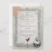 Invitation Crâne gothique éffrayant Costume Rose Cocktail Par (Dos)