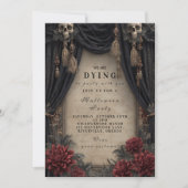 Invitation Crâne gothique et fête d'Halloween Rose (Devant)