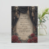 Invitation Crâne gothique et fête d'Halloween Rose (Debout devant)