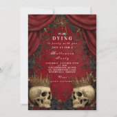 Invitation Crâne gothique et Rose noir Halloween Célébration (Devant)