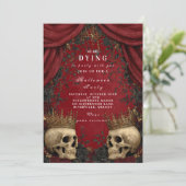 Invitation Crâne gothique et Rose noir Halloween Célébration (Debout devant)