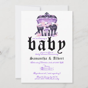 Invitation Crâne gothique Halloween Baby shower gothique