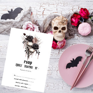 Invitation Crâne gothique Rose noir RSVP