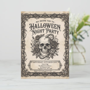 Invitation Crâne gothique serpent nuit d'Halloween fête vinta
