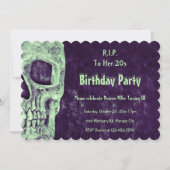 Invitation Crâne gothique vert violet anniversaire RIP à ses (Devant)