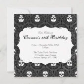 Invitation Crâne mort de sucre de damassé sur l'aquarelle (Dos)