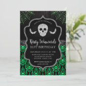 Invitation Crâne noir et vert et Cobwebs 21e anniversaire (Debout devant)