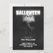 Invitation Crâne noir tête d'os halloween (Devant)