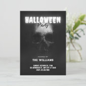 Invitation Crâne noir tête d'os halloween (Debout devant)