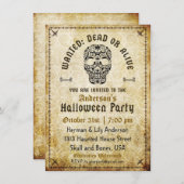 Invitation crâne Recherchée morte ou vivante d'Hal (Devant / Derrière)