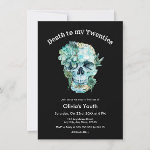 Invitation Crâne RIP 20 ans 30e anniversaire Mort à mes vingt