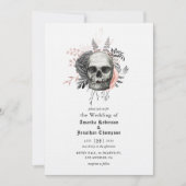 Invitation Crâne rose floral Halloween Mariage gothique (Devant)