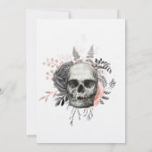 Invitation Crâne rose floral Halloween Mariage gothique (Dos)