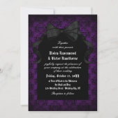 Invitation Crâne rouge Damas noir Bow Goth Mariage (Devant)