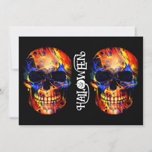 INVITATION CRÂNE SQUELETTE COLORÉ JOYEUX HALLOWEEN