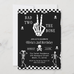 Invitation Crâne Squelette Mauvais jusqu'à l'Os 2ème Annivers