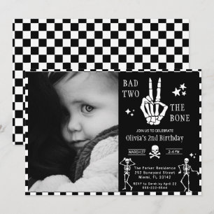 Invitation Crâne Squelette Mauvais jusqu'à l'Os 2ème Annivers