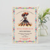 Invitation Crâne sucre Dia de los Muertos Jour des morts (Debout devant)