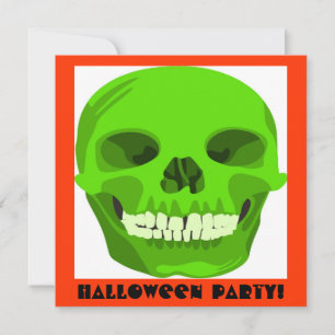 Invitation crâne vert d'Halloween