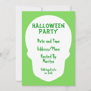 Invitation Crâne vert minimal