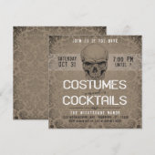Invitation Crâne vintage | Costumes et cocktails Halloween (Devant / Derrière)