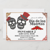 Invitation Crânes à sucre Couple Day of the Dead Party (Devant)