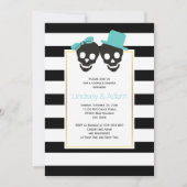 Invitation Crânes bleu Halloween mariages couples douche (Devant)