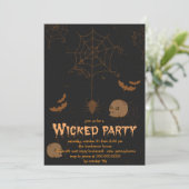 Invitation Crânes chauves-souris et araignées Fête d'Hallowee (Debout devant)