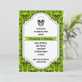 Invitation Crânes damask vert mariage répétition dîner (Debout devant)