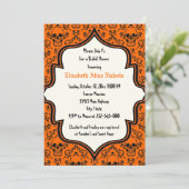 Invitation Crânes damasser Halloween mariage douche nuptiale (Debout devant)
