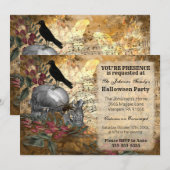 Invitation Crânes de corbeau Halloween (Devant / Derrière)