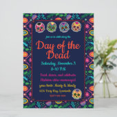 Invitation Crânes et fleurs de sucre Dias de los Muertos (Debout devant)
