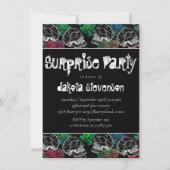 Invitation Crânes et roses rouges | Moderne Goth Surprise Par (Devant)