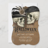 Invitation Crânes gothiques en Casquette Halloween Costume Pa (Devant)