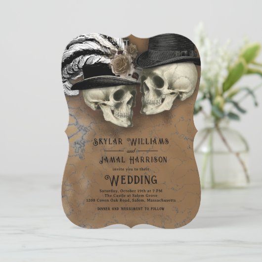 Invitation Crânes gothiques en Mariage Casquette (Debout devant)
