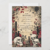 Invitation Crânes gothiques et bougies la nuit d'Halloween (Devant)